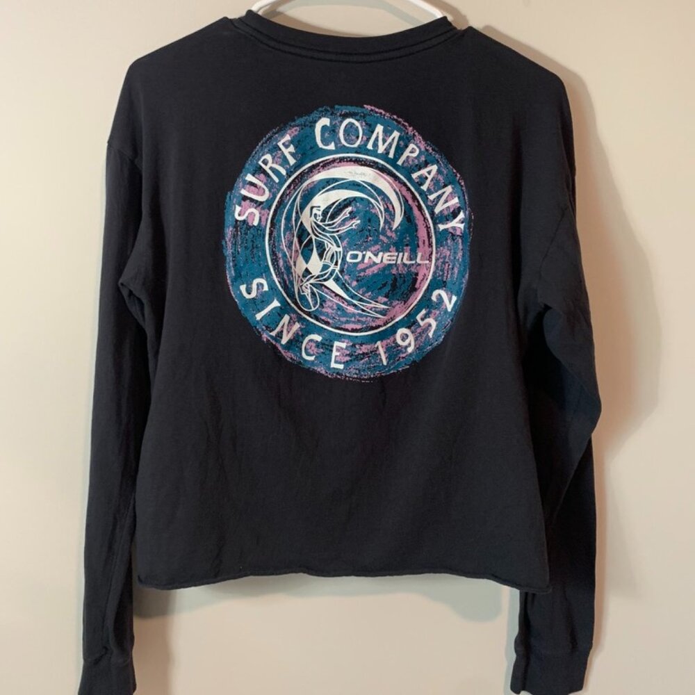 Women’s O'neill Graphic Long Sleeve Black Crew Neck Cropped T-shirt